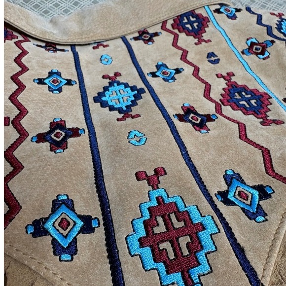 NWT Vintage Via Accenti Suede Fringe Jacket Women's 1X/2X Southwest Boho Western - Picture 3 of 16